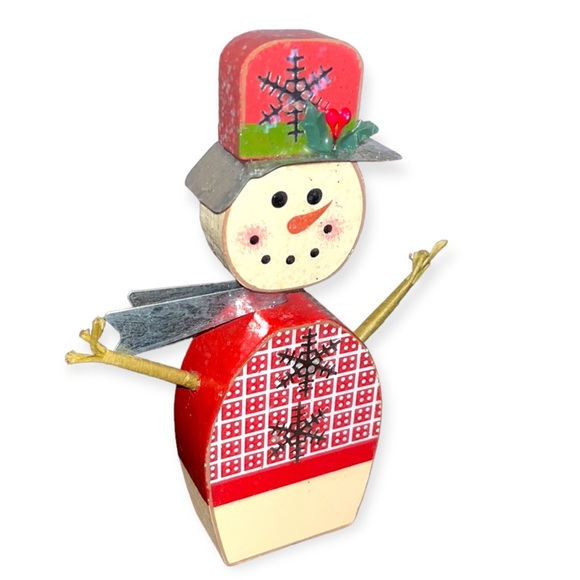 Nantucket Distributer Other - 6” Wood Snowman Accent Piece Holiday Table Decor